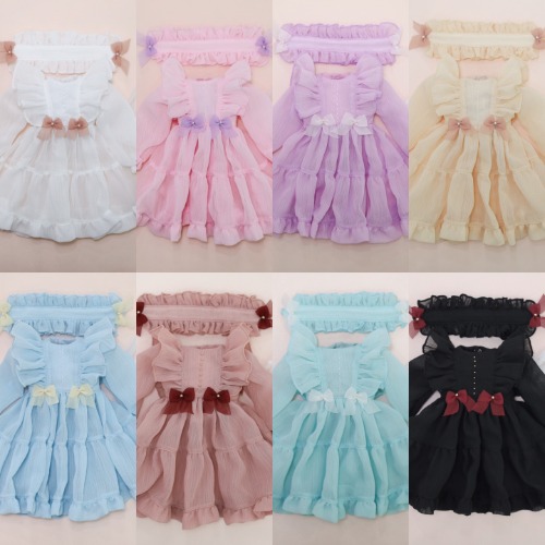 [Mini] Adorable chiffon dressWhite/Pink/Violet/CreamSky blue/Indie Pink /Mint /Black