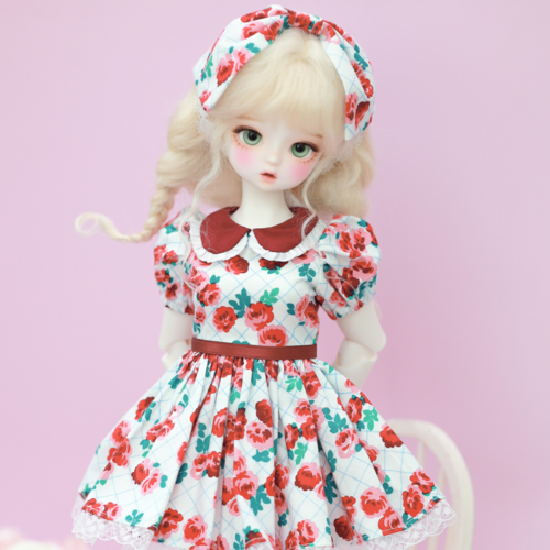 [Mini] collar dress rose
