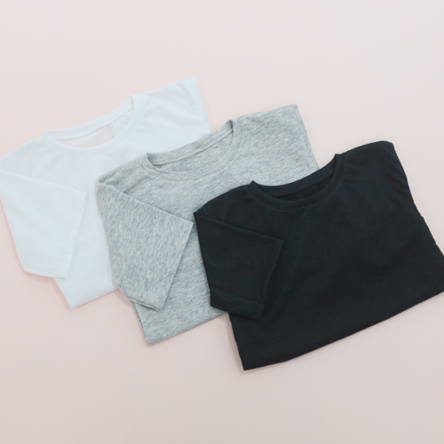 [SD70-75] Wide Short sleeved T-shirtWhite/Gray/Black