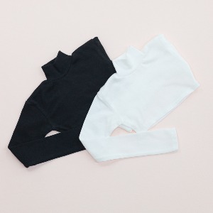 [SD75] Crop Turtleneck T-shirt White/Black